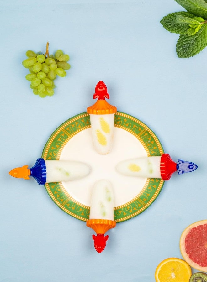 Clazkit Set of 6 Plastic Reusable Rocket Ice Pop Makers, Homemade Popsicle/Frozen Ice Cream/Kulfi Candy for Children & Adults - Multicolor,15.8X11X8 Cm - Image 5